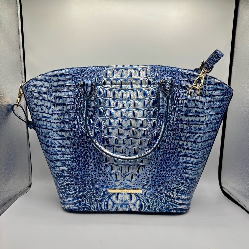 Brahmin Jeanne Leather Large Tote Style Bag Coastal Blue Melbourne - Picture 3 of 15